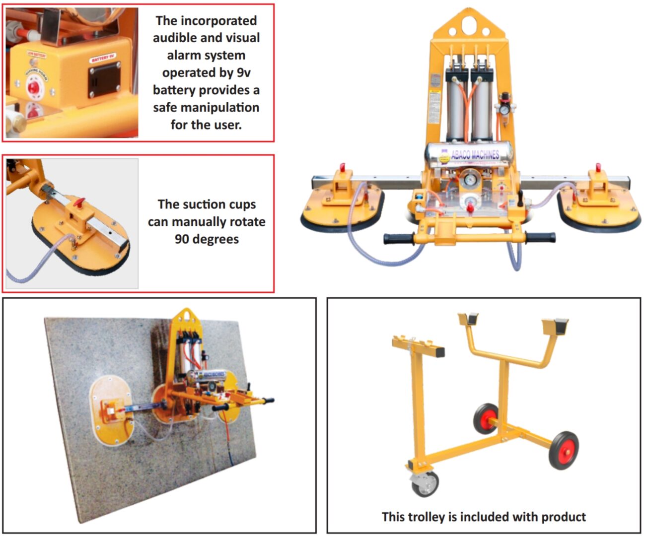 Abaco Stone Vacuum Lifter SVL75 - White Rubber - Image 3