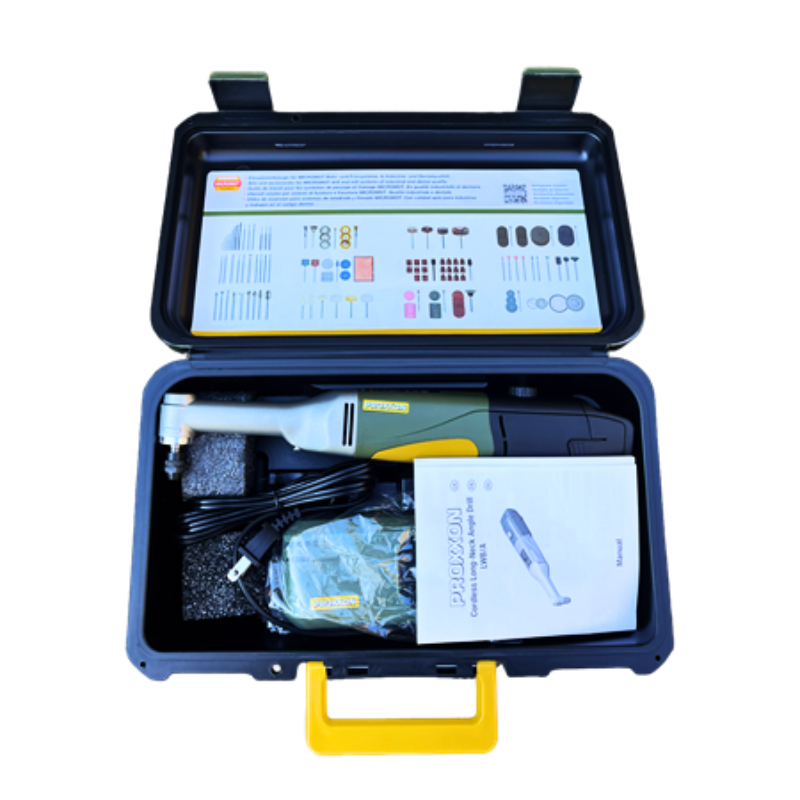 Proxxon LWB/A Cordless Long Neck Angle Milling/Drilling Unit_Inside the Case