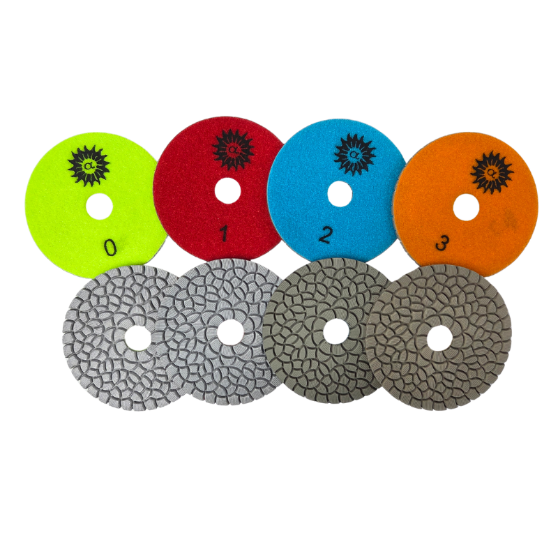 4" Apollo 4-Step Wet Polishing Pad - Flower Design - Premium - Natural Stone, Engineered Stone, Dekton