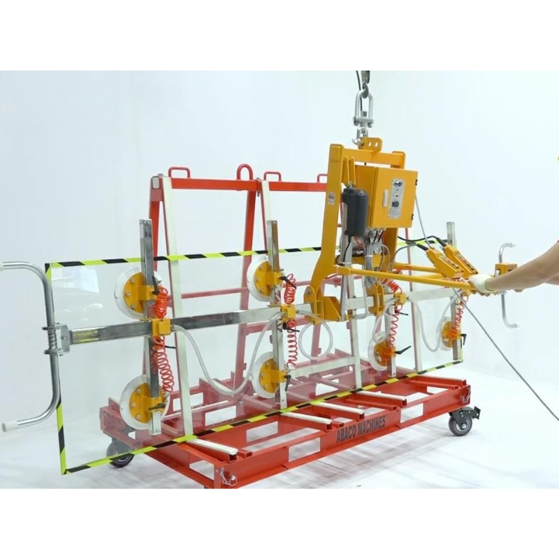 Abaco AVL600 Vacuum Lifter with 8 suction cups and 90-degree tilting for stone slab handling.